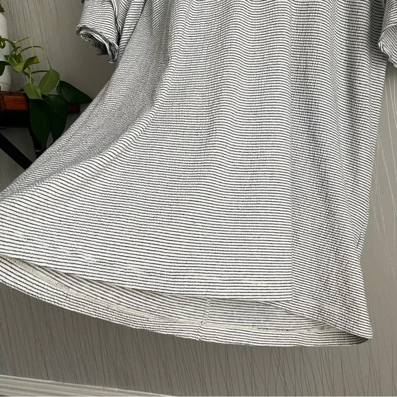 LUCKY BRAND Dress Women’s Medium Stripe Ruffle Bell Sleeve Knit Mini Shirt Dress - Picture 7 of 11